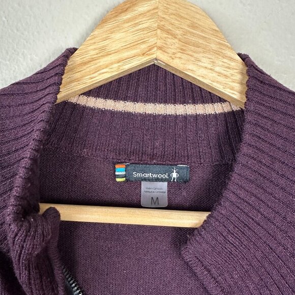 Smartwool Mens Medium Sweater Merino Wool Base Layer Hiking Outdoor Plum Purple - Picture 2 of 6
